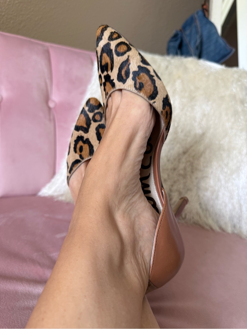 Sam Edelman Leopard Calf Hair and Brown Leather D'Orsay Pointed-Toe Heels Size 8 - Picture 12 of 12